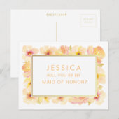 Carte Postale Apricot Peach Aquarelle Maid of Honor Request (Devant / Derrière)