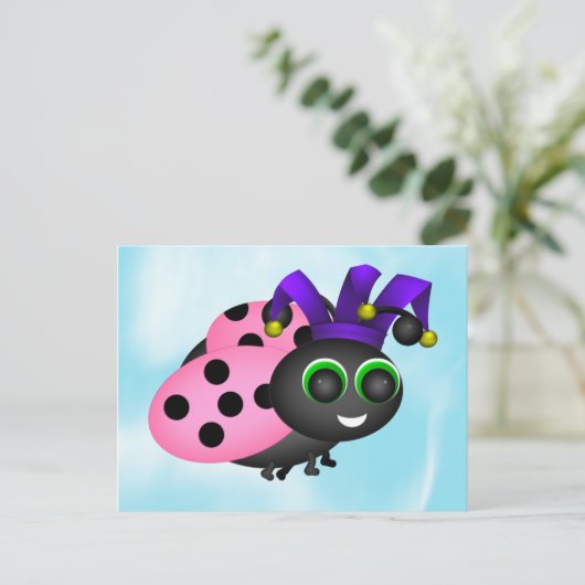 Carte Postale April Fools Day Ladybug Jester (Debout devant)