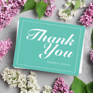 Carte Postale Aqua & Blanc Moderne Minimaliste Merci Postcard