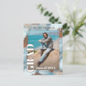 Carte Postale Aqua Bleu Brown Beige Faire-part de graduation (Debout devant)