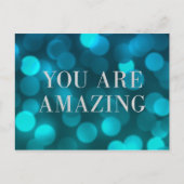 Carte Postale Aqua Blue Bokeh Lights Faux Silver Vous Êtes Extra (Devant)