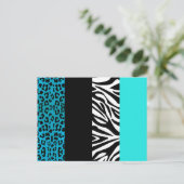 Carte Postale Aqua Blue Leopard et Zebra Poster de animal (Debout devant)