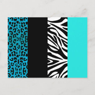 Carte Postale Aqua Blue Leopard et Zebra Poster de animal