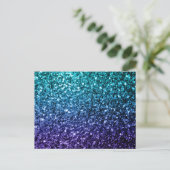 Carte Postale Aqua blue Ombre faux scintillants de parties scint (Debout devant)