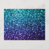 Carte Postale Aqua blue Ombre faux scintillants de parties scint (Devant)