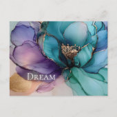 Carte Postale Aqua Blue Purple Gold Floral (Devant)