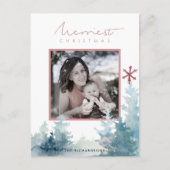 CARTE POSTALE AQUA BLUSH PINE TREE NEIGE OVERLAGE PHOTO NOËL (Devant)