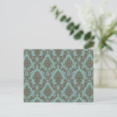 Carte Postale Aqua Chocolate Damask (Debout devant)