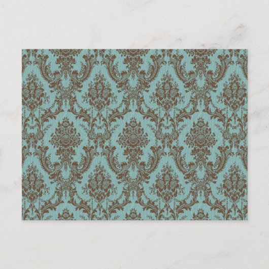 Carte Postale Aqua Chocolate Damask (Devant)