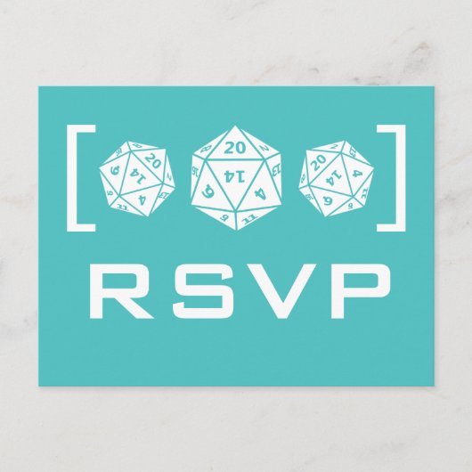 Carte postale Aqua D20 Dice Gamer RSVP (Devant)