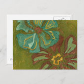 Carte Postale Aqua et Fleurs orange brûlées sur Arrière - plan v (Devant / Derrière)