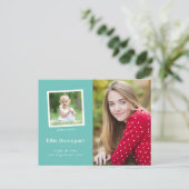 Carte Postale Aqua Green-Blue Classic Deux diplômes photo (Debout devant)