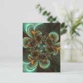 Carte Postale Aqua Green & Gold & Spiral Fractal Art (Debout devant)