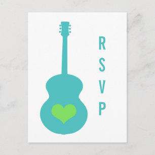Carte postale Aqua/Green Guitar Heart RSVP