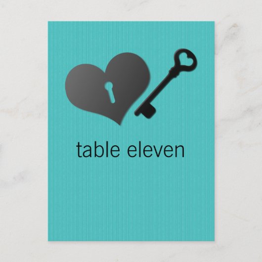 Carte postale Aqua Heart Lock et Key Table (Devant)