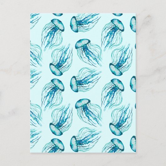 Carte Postale Aqua Jellyfish Motif aquarelle (Devant)
