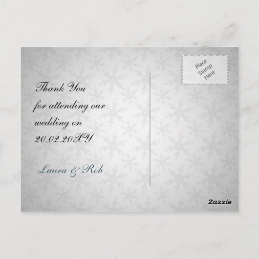 Carte Postale aqua mariage d'hiver Merci (Dos)