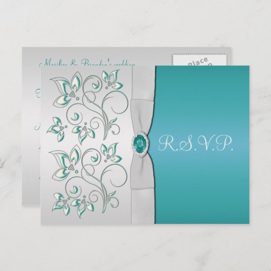 Carte postale Aqua-marine et Silver R.S.V.P. (Devant / Derrière)