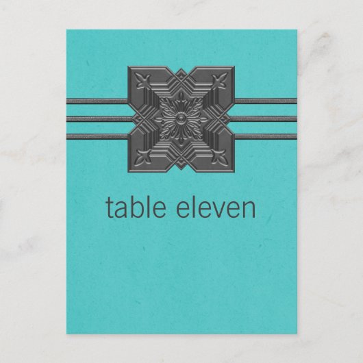 Carte postale Aqua Medallion Border Table (Devant)