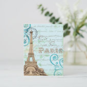 Carte postale Aqua Paris Écriture Vintage Français (Debout devant)