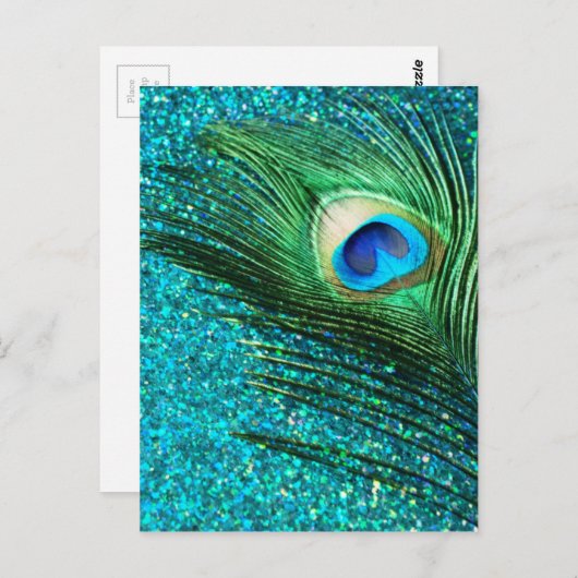 Carte Postale Aqua Peacock unique (Devant / Derrière)
