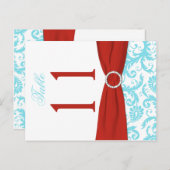 Carte Postale Aqua recto verso, rouge, blanc Damas Numéro de tab (Devant / Derrière)