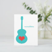Carte postale Aqua/Red Guitar Heart Table (Debout devant)