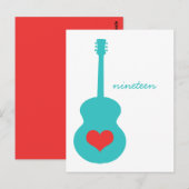 Carte postale Aqua/Red Guitar Heart Table (Devant / Derrière)