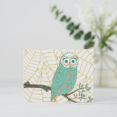 Carte Postale Aqua Retro Owl Design (Debout devant)