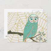 Carte Postale Aqua Retro Owl Design (Devant / Derrière)