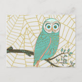 Carte Postale Aqua Retro Owl Design (Devant)