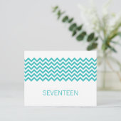 Carte postale Aqua Simple Chevron Numéro de table (Debout devant)