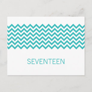 Carte postale Aqua Simple Chevron Numéro de table