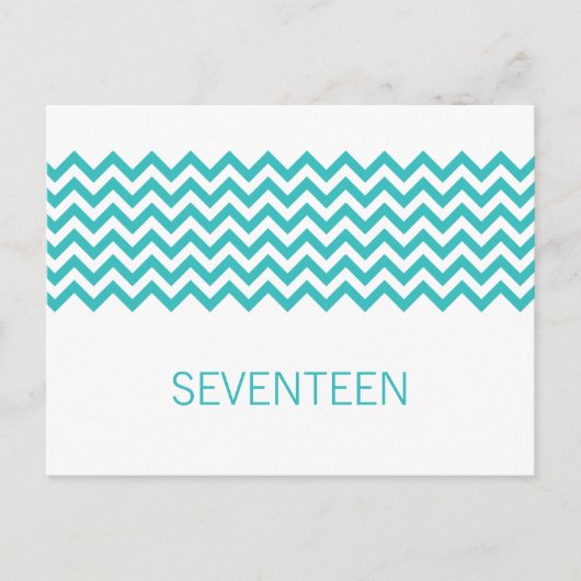 Carte postale Aqua Simple Chevron Numéro de table (Devant)
