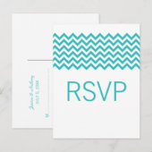 Carte postale Aqua Simple Chevron RSVP (Devant / Derrière)