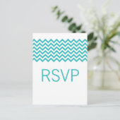 Carte postale Aqua Simple Chevron RSVP (Debout devant)