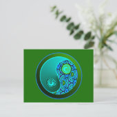 Carte Postale Aqua Swirls Yin Yang (Debout devant)