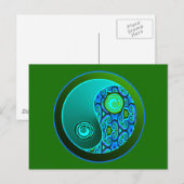 Carte Postale Aqua Swirls Yin Yang (Devant / Derrière)