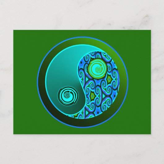 Carte Postale Aqua Swirls Yin Yang (Devant)