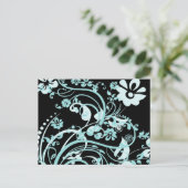 Carte Postale Aqua Turquoise et Black Floral Fils Cadeaux pour f (Debout devant)