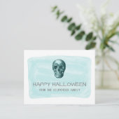 Carte postale Aqua Watercolor Skull Halloween (Debout devant)