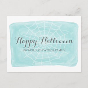 Carte postale Aqua Watercolor Spider Web Halloween