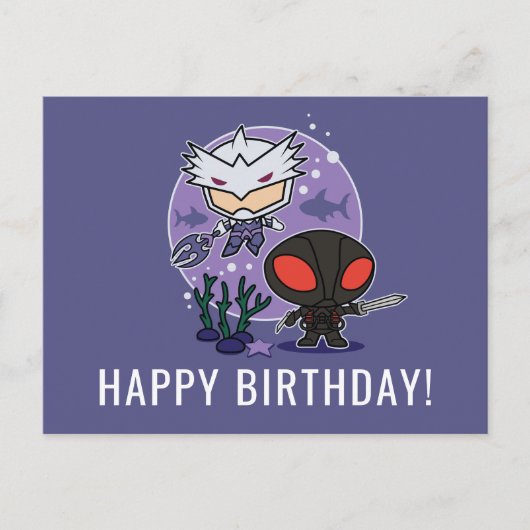 Carte Postale Aquaman | Chibi Orm & Black Manta Graphisme sous-m (Devant)