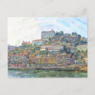 Carte Postale Aquarell. Blick über den Douro nach Porto Portugal