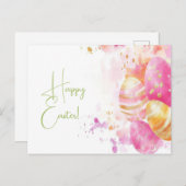 Carte postale Aquarell Oster colorée avec lapin de (Devant / Derrière)
