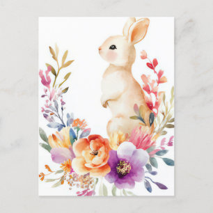 Carte postale Aquarell Oster colorée avec lièvre d