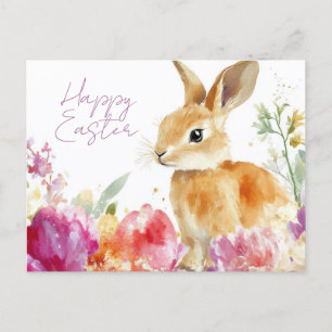 Carte postale Aquarell Oster colorée avec lièvre d
