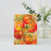 Carte Postale Aquarell. Tomates rouges. Art culinaire (Debout devant)