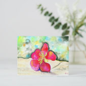 Carte Postale Aquarelle à fleurs rose mystère (Debout devant)