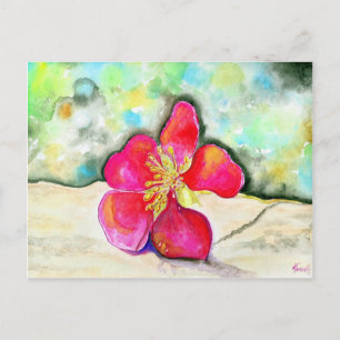 Carte Postale Aquarelle à fleurs rose mystère